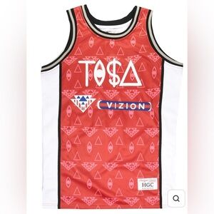 Headgear | NWT TISA Monogram Basketball Scoopneck Sleeveless Logo Jersey Red 3XL